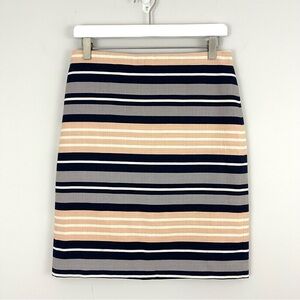Ann Taylor Stripe Print Stretch Cotton Pencil Skirt